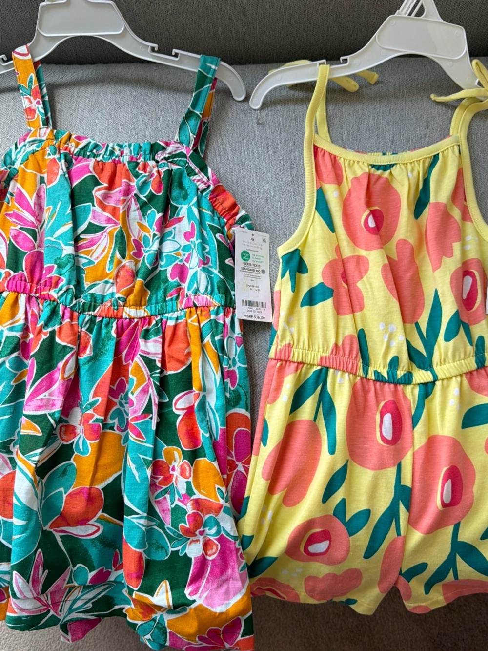 NWT 4t Carter's Girls Floral Sundress + Falls Creek Romper